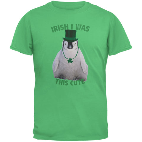 St. Patrick's Day - Irish I Was This Cute Penguin Irish Green Adult T-Shirt