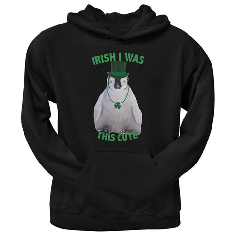 St. Patrick's Day - Irish I Was This Cute Penguin Black Adult Hoodie