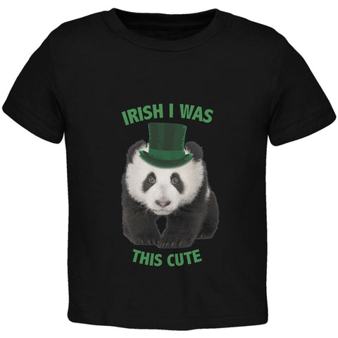 St. Patricks Day - Irish I Was This Cute Panda Black Toddler T-Shirt