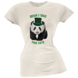 St. Patricks Day - Irish I Was This Cute Panda Black Juniors Soft T-Shirt