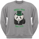 St. Patrick's Day - Irish I Was This Cute Panda Forest Green Adult Sweatshirt