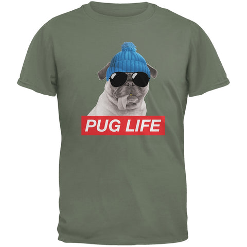 Pug Life Adult Military Green T-Shirt