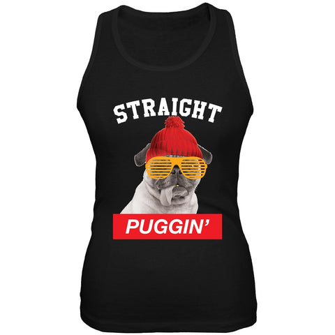Straight Puggin' Black Soft Juniors Tank Top
