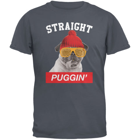 Straight Puggin' Charcoal Adult T-Shirt