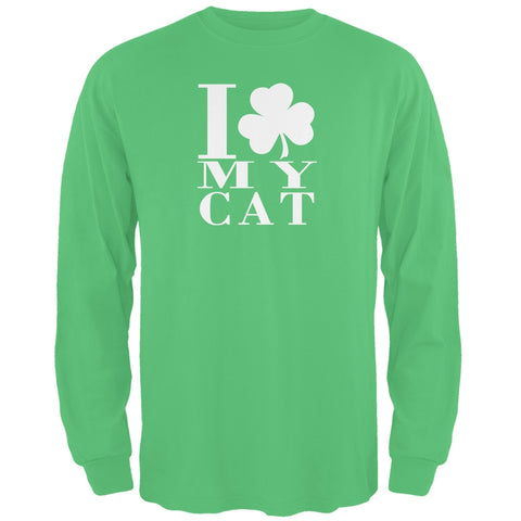 St Patricks Shamrock Love My Cat Green Adult Long Sleeve T-Shirt