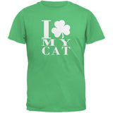 St Patricks Day Shamrock Love My Cat Forest Green Adult T-Shirt