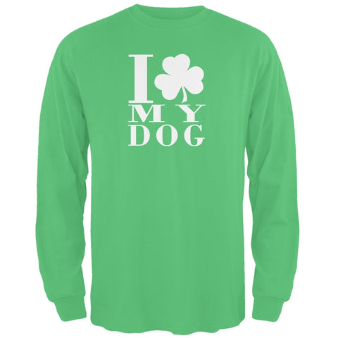 St Patricks Shamrock Love My Dog Green Adult Long Sleeve T-Shirt