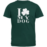 St Patricks Day Shamrock Love My Dog Forest Green Adult T-Shirt