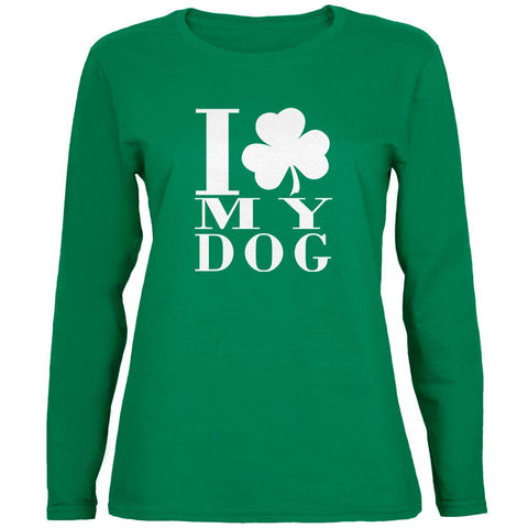 St Patricks Day Shamrock Love My Dog Ladies Long Sleeve T-Shirt