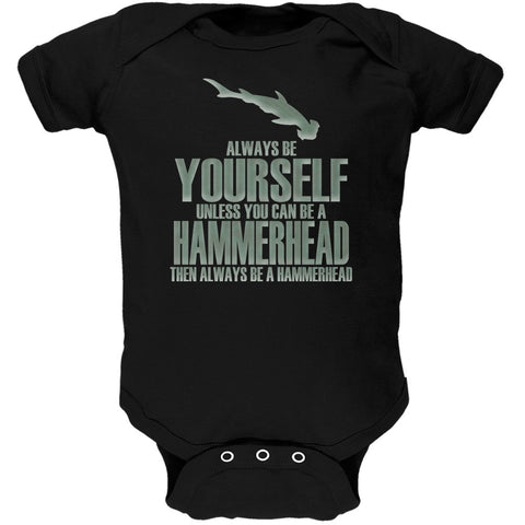 Always Be Yourself Hammerhead Shark Black Soft Baby One Piece