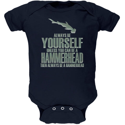 Always Be Yourself Hammerhead Shark Navy Soft Baby One Piece