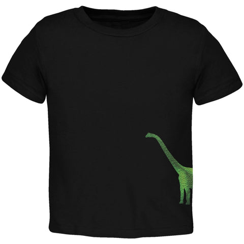 Brachiosaurus Dinosaur Distressed Black Toddler T-Shirt