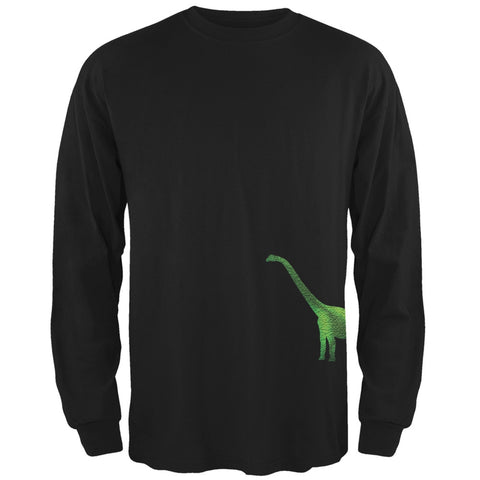 Brachiosaurus Dinosaur Distressed Black Adult Long Sleeve T-Shirt