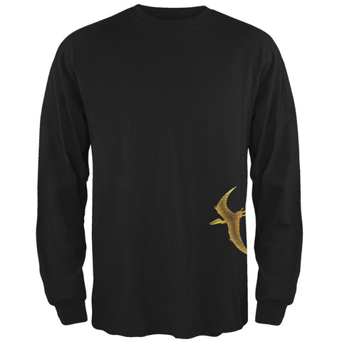 Pterodactyl Dinosaur Distressed Black Adult Long Sleeve T-Shirt