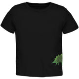 Stegosaurus Dinosaur Distressed Black Toddler T-Shirt