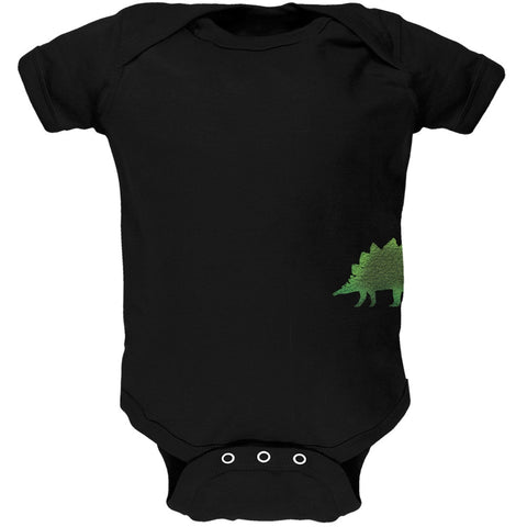 Stegosaurus Dinosaur Distressed Black Soft Baby One Piece
