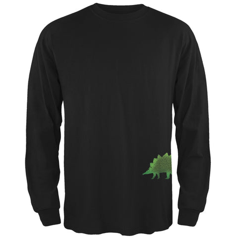 Stegosaurus Dinosaur Distressed Black Adult Long Sleeve T-Shirt