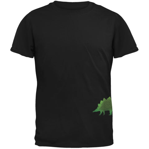 Stegosaurus Dinosaur Distressed Black Adult T-Shirt