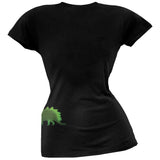 Stegosaurus Dinosaur Distressed Black Juniors Soft T-Shirt