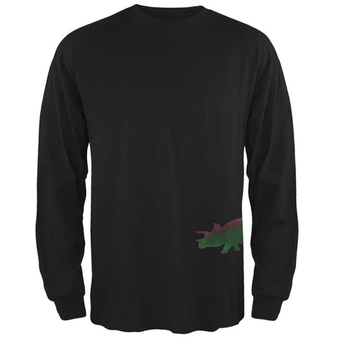 Triceratops Dinosaur Distressed Black Adult Long Sleeve T-Shirt