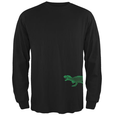 Jurassic - Tyrannosaurus Rex Dinosaur Distressed Black Adult Long Sleeve T-Shirt