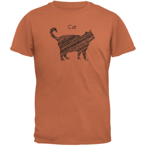 Cat Scribble Drawing Texas Orange Adult T-Shirt