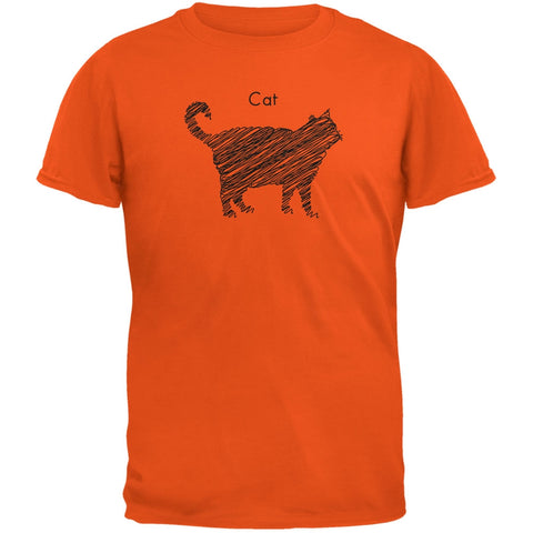 Cat Scribble Drawing Orange Youth T-Shirt