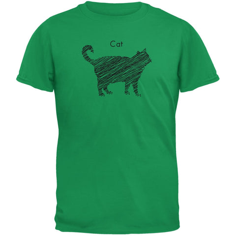 Cat Scribble Drawing Irish Green Youth T-Shirt