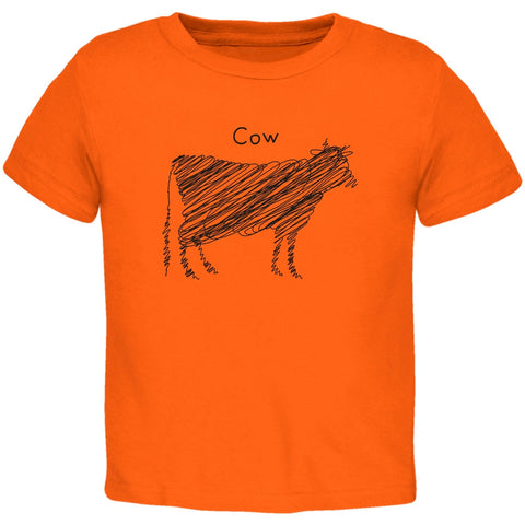 Cow Scribble Drawing Orange Toddler T-Shirt