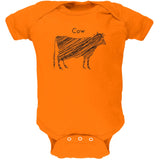 Cow Scribble Drawing Orange Soft Baby One Piece