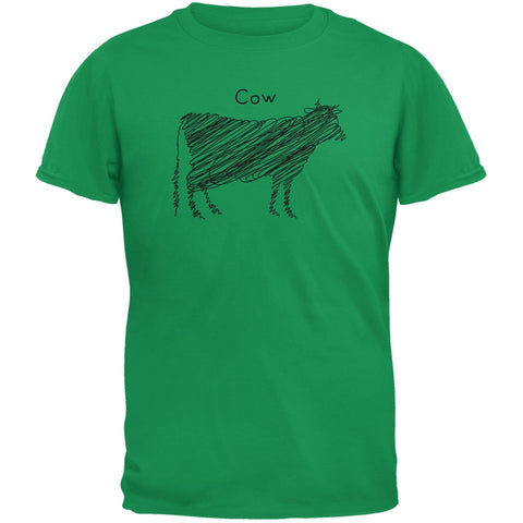 Cow Scribble Drawing Irish Green Adult T-Shirt