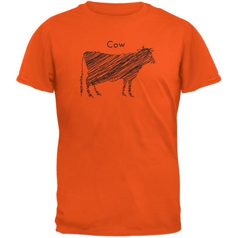 Cow Scribble Drawing Orange Youth T-Shirt