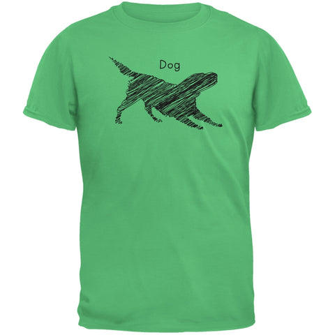 Dog Scribble Drawing Irish Green Adult T-Shirt