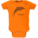 Dolphin Scribble Drawing Orange Soft Baby One Piece