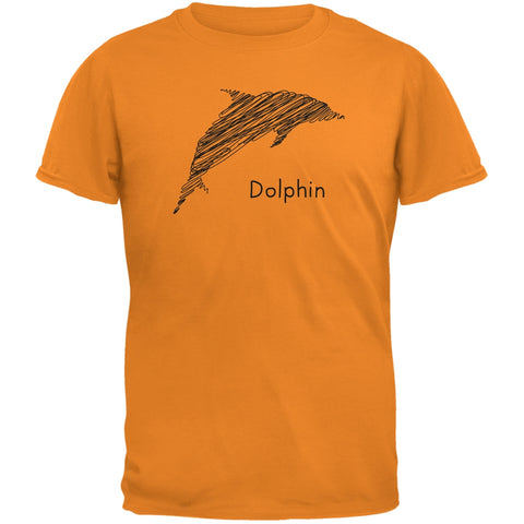 Dolphin Scribble Drawing Orange Youth T-Shirt