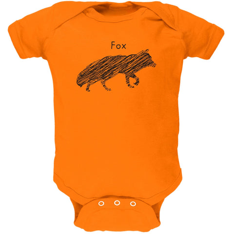 Fox Scribble Drawing Orange Soft Baby One Piece