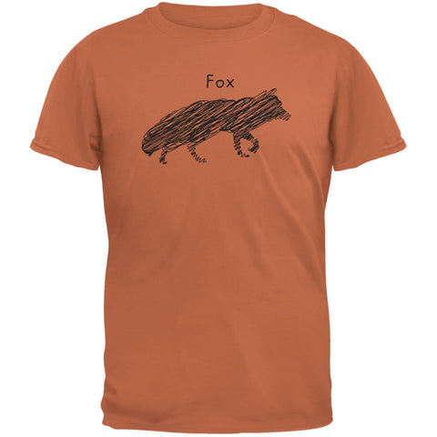 Fox Scribble Drawing Texas Orange Adult T-Shirt