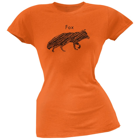 Fox Scribble Drawing Orange Juniors Soft T-Shirt