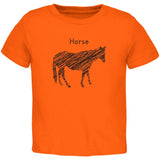 Horse Scribble Drawing Orange Toddler T-Shirt