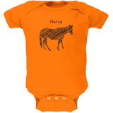Horse Scribble Drawing Orange Soft Baby One Piece