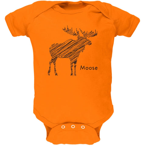 Moose Scribble Drawing Orange Soft Baby One Piece