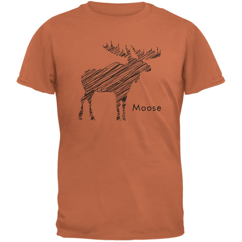 Moose Scribble Drawing Texas Orange Adult T-Shirt