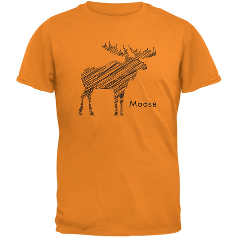 Moose Scribble Drawing Orange Youth T-Shirt
