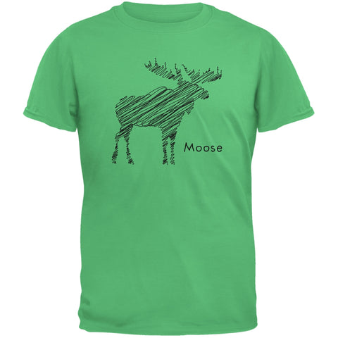 Moose Scribble Drawing Irish Green Youth T-Shirt