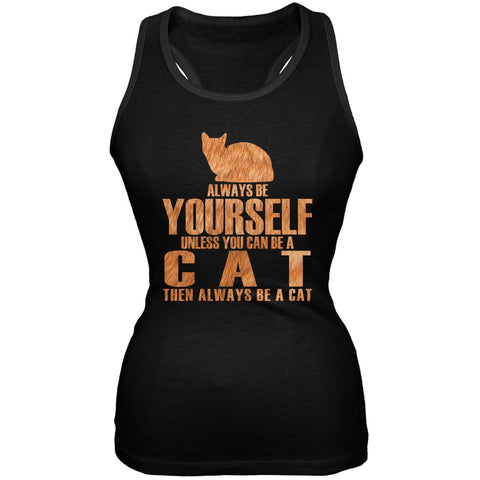 Always Be Yourself Cat Black Juniors Soft Tank Top