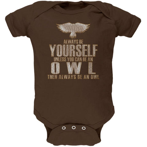 Always Be Yourself Owl Brown Soft Baby One Piece