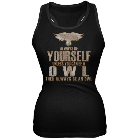 Always Be Yourself Owl Black Juniors Soft Tank Top