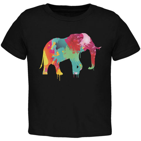 Splatter Elephant Black Toddler T-Shirt