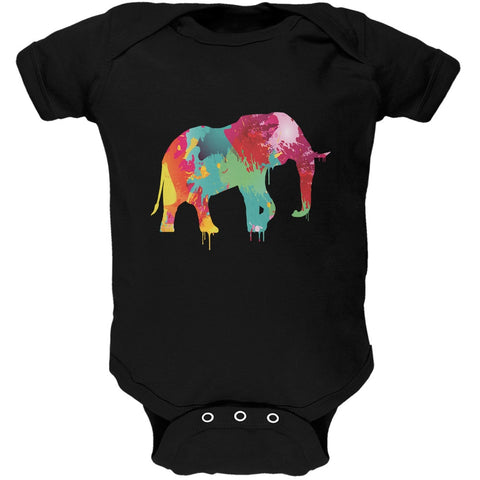 Splatter Elephant Black Soft Baby One Piece