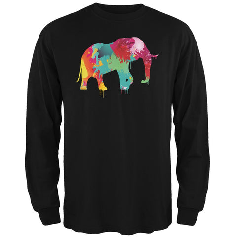 Splatter Elephant Black Adult Long Sleeve T-Shirt